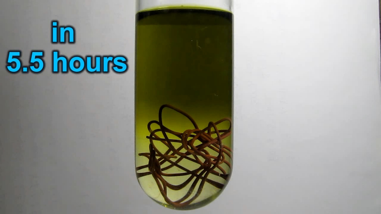 Concentrated hydrochloric acid, air and copper metal