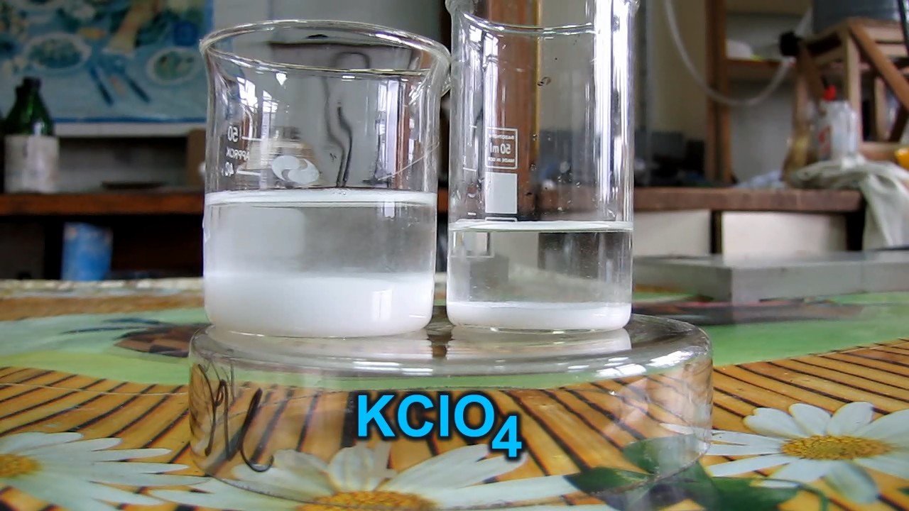 Determination of perchloric acid - qualitative reaction for perchlorate anion (potassium perchlorate precipitation)