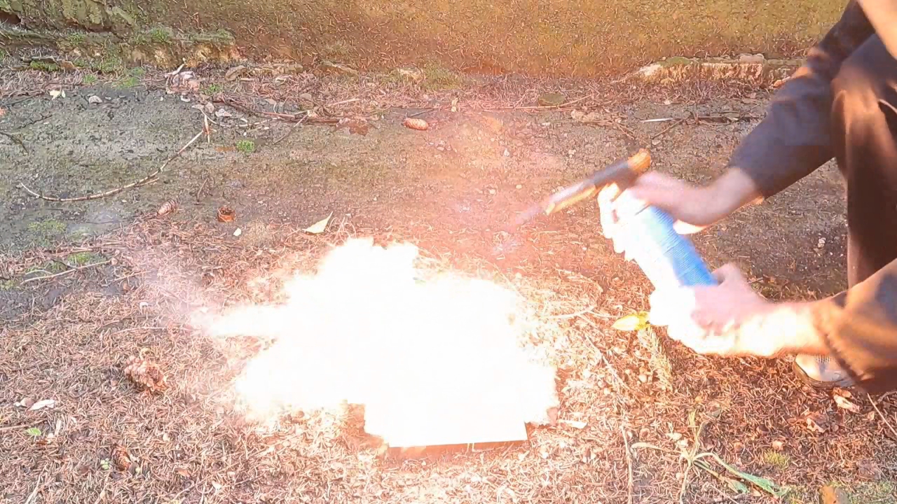 Combustion of Thermite: Iron(II, III) Oxide, Barium Sulfate, Aluminum (Fe3O4/BaSO4/Al)