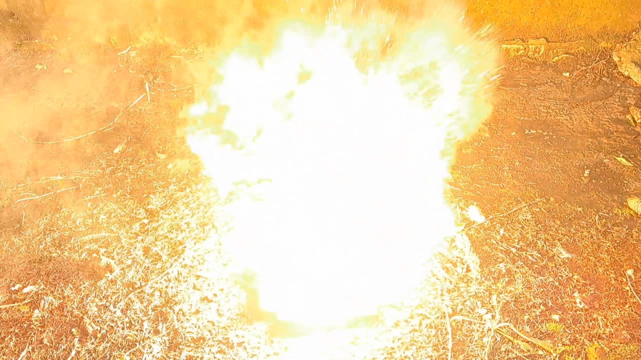 Combustion of Thermite: Iron(II, III) Oxide, Barium Sulfate, Aluminum (Fe3O4/BaSO4/Al)