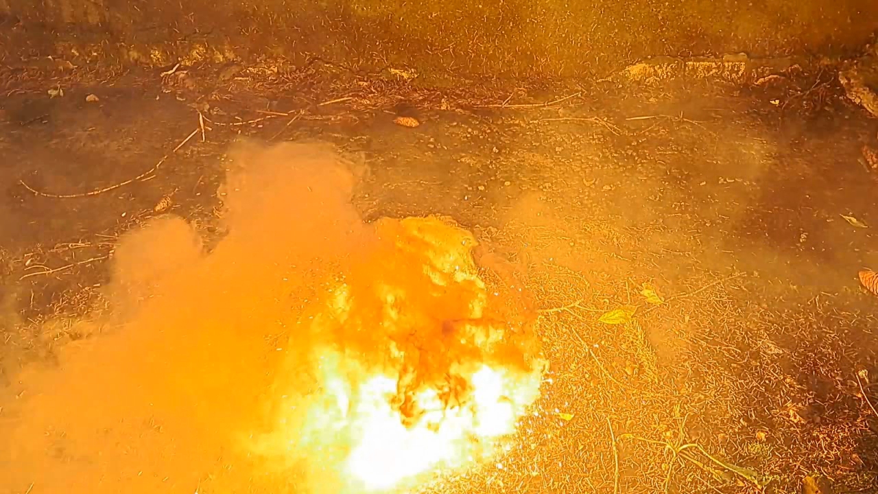 Combustion of Thermite: Iron(II, III) Oxide, Barium Sulfate, Aluminum (Fe3O4/BaSO4/Al)