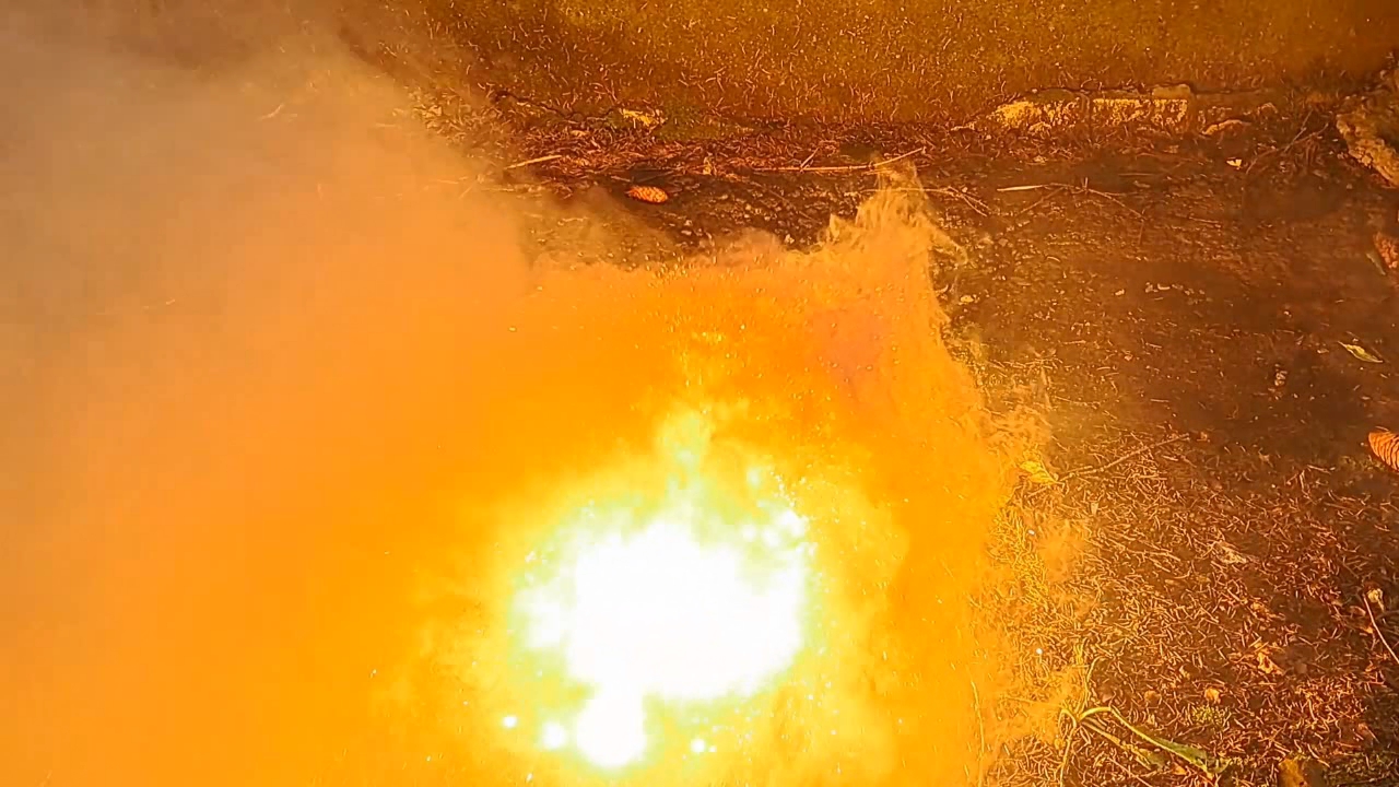 Combustion of Thermite: Iron(II, III) Oxide, Barium Sulfate, Aluminum (Fe3O4/BaSO4/Al)
