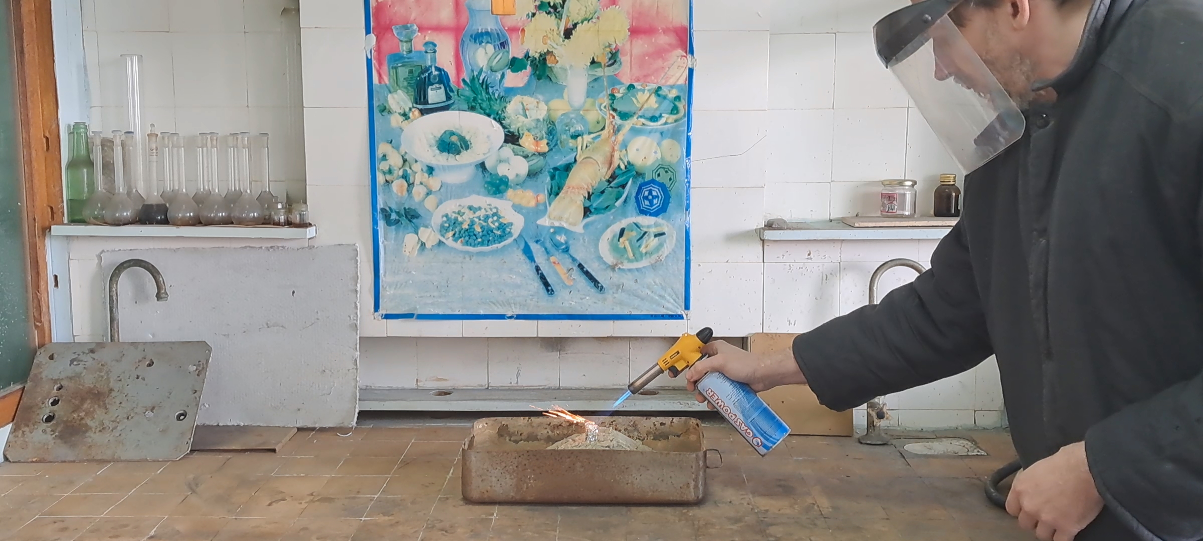 Combustion of Thermite: Iron(II, III) Oxide/Aluminum (Waste), Fe3O4/Al