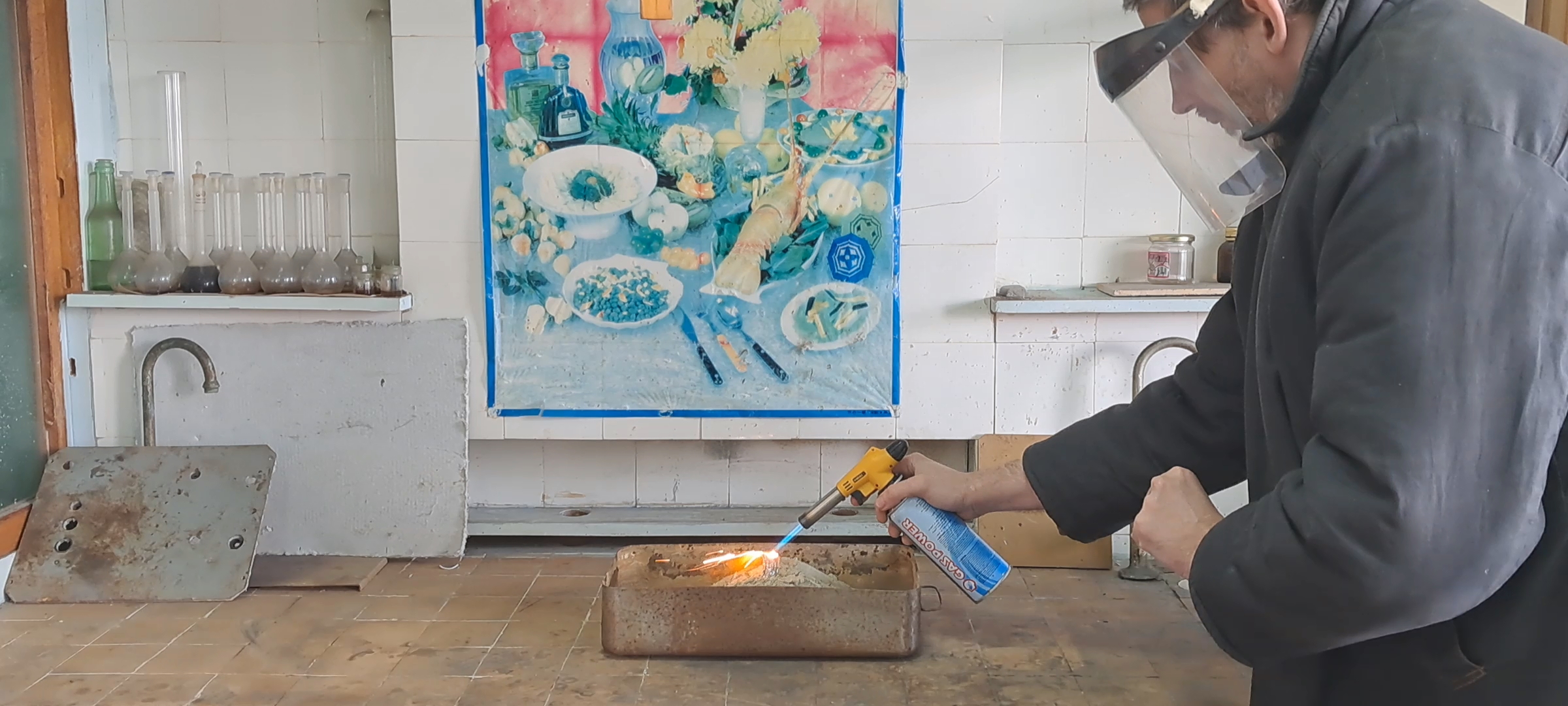 Combustion of Thermite: Iron(II, III) Oxide/Aluminum (Waste), Fe3O4/Al