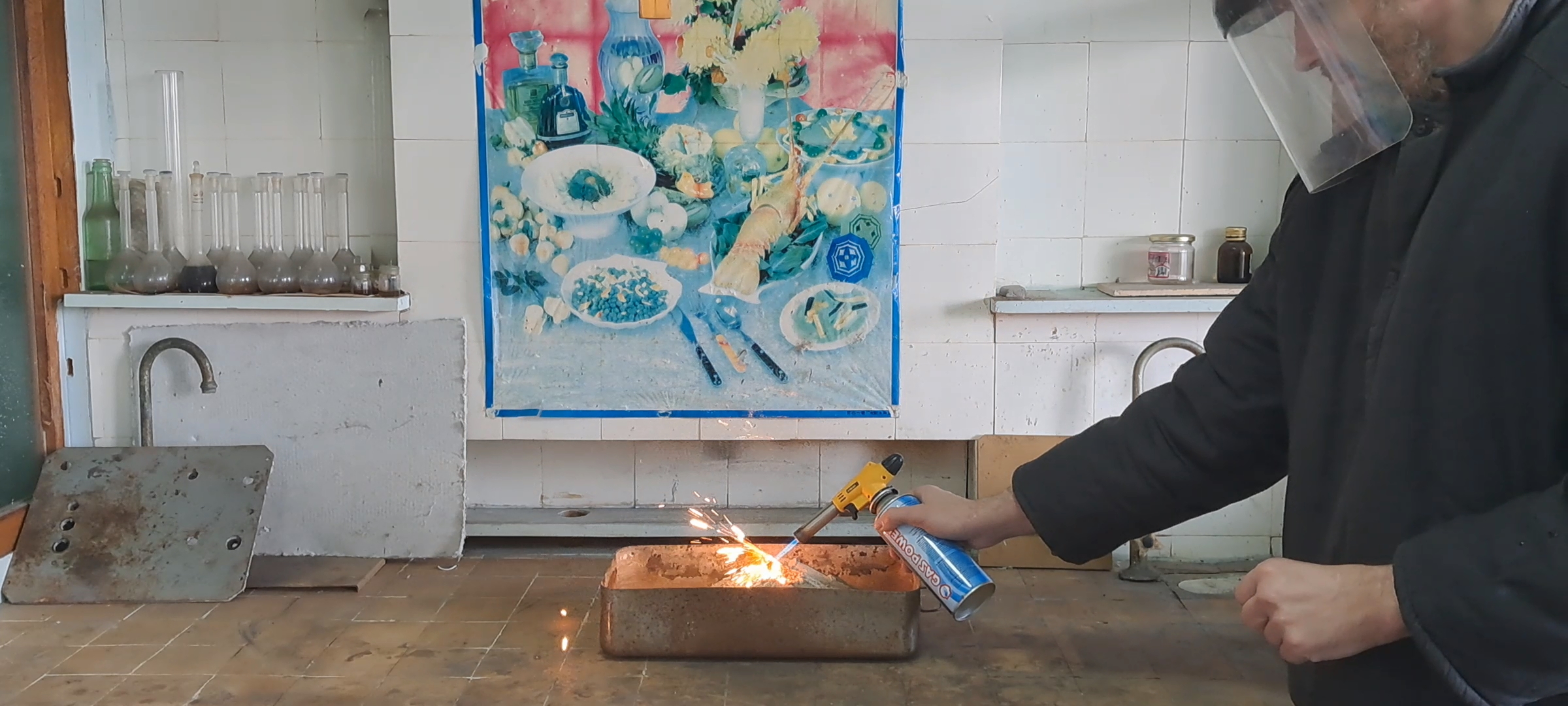 Combustion of Thermite: Iron(II, III) Oxide/Aluminum (Waste), Fe3O4/Al