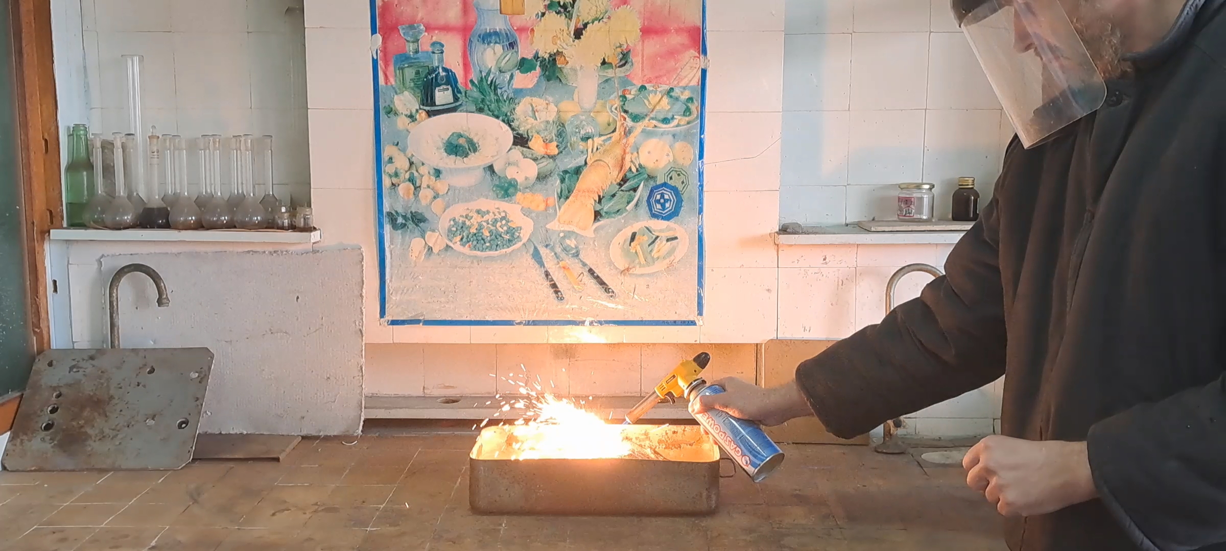 Combustion of Thermite: Iron(II, III) Oxide/Aluminum (Waste), Fe3O4/Al
