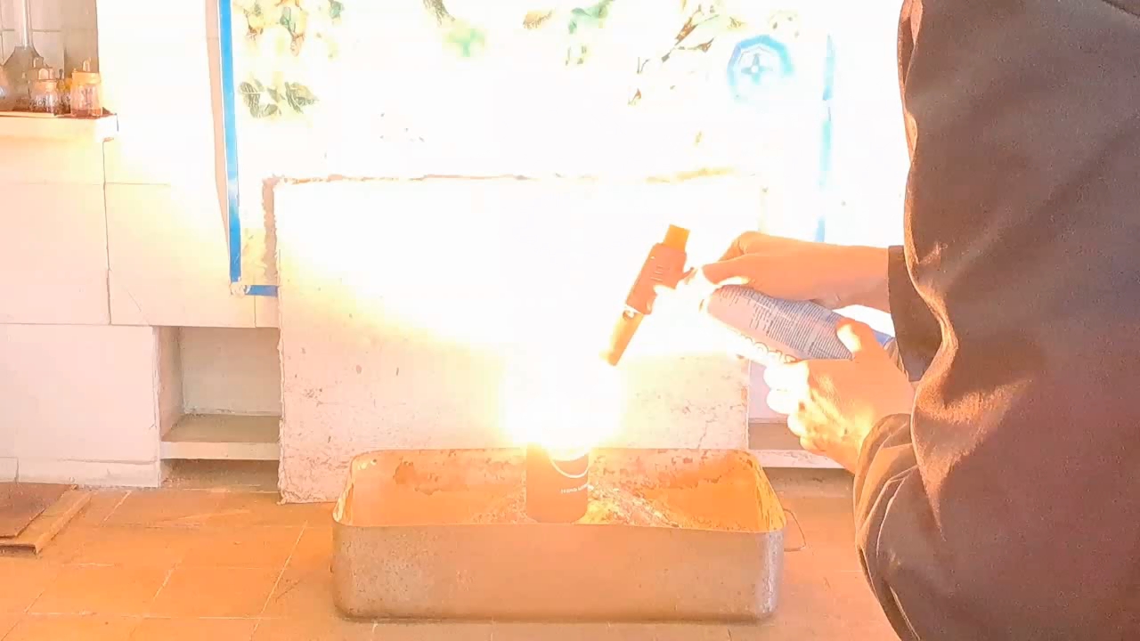 Combustion of Thermite: Fe3O4 + KNO3 + Al (waste)