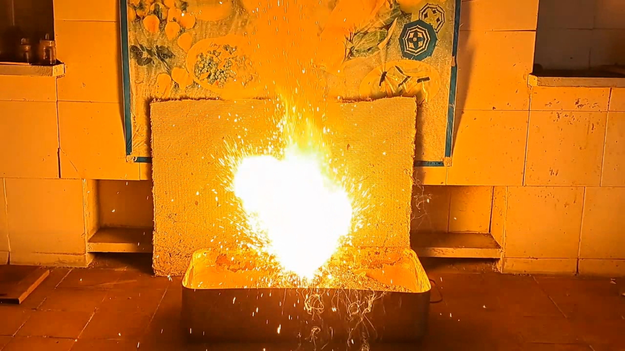 Combustion of Thermite: Fe3O4 + KNO3 + Al (waste)