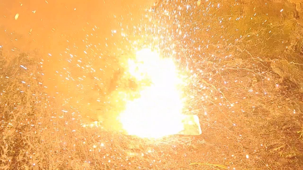 Combustion of Thermite: Iron(II, III) Oxide/Aluminum/Magnesium (Fe3O4/Al/Mg)
