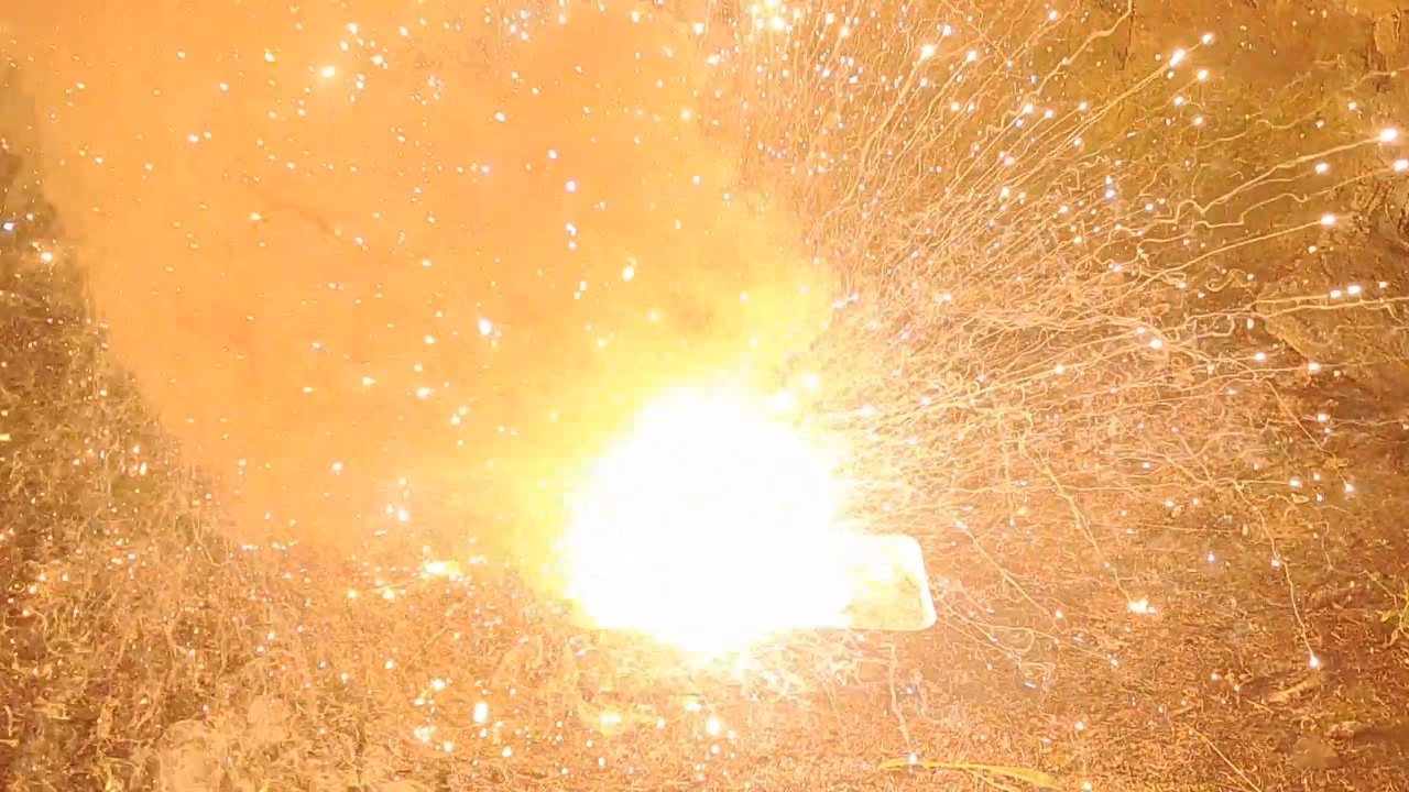 Combustion of Thermite: Iron(II, III) Oxide/Aluminum/Magnesium (Fe3O4/Al/Mg)
