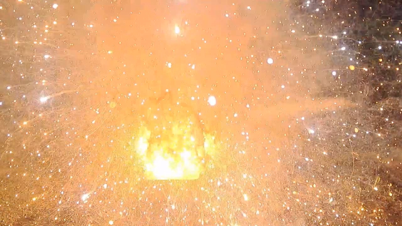 Combustion of Thermite: Iron(II, III) Oxide/Aluminum/Magnesium (Fe3O4/Al/Mg)