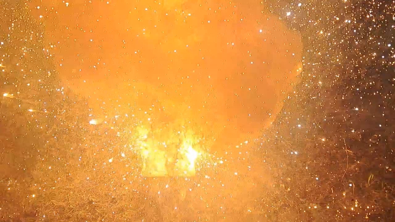 Combustion of Thermite: Iron(II, III) Oxide/Aluminum/Magnesium (Fe3O4/Al/Mg)