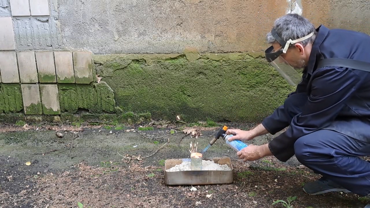 Combustion of Thermite: Iron(II, III) Oxide/Aluminum/Magnesium (Fe3O4/Al/Mg)