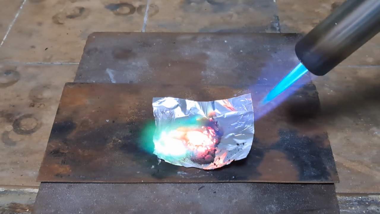 Copper Nitrate, Charcoal, and Flame