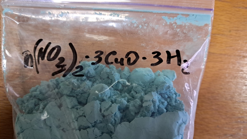 Copper Nitrate, Charcoal, and Flame