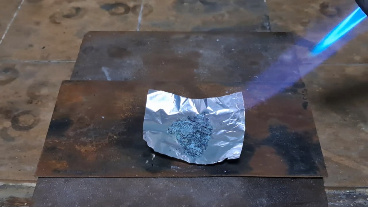 Copper Nitrate, Charcoal, and Flame
