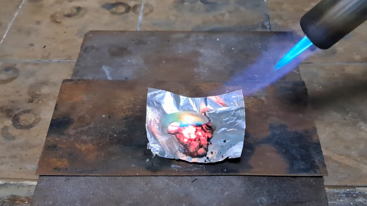 Copper Nitrate, Charcoal, and Flame