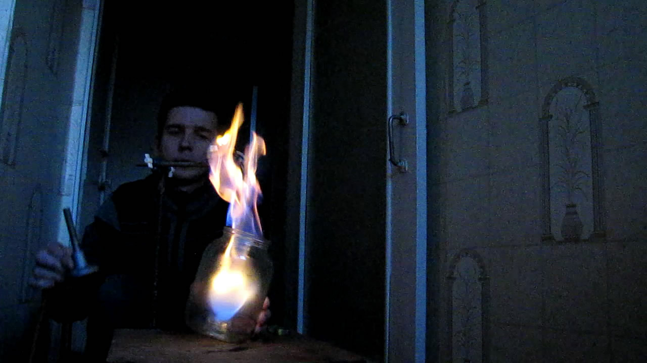   (  1.5  3 ). Burning of methane (in a glass jar)