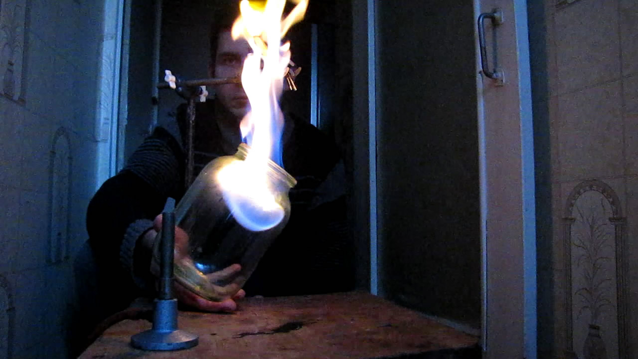   (  1.5  3 ). Burning of methane (in a glass jar)