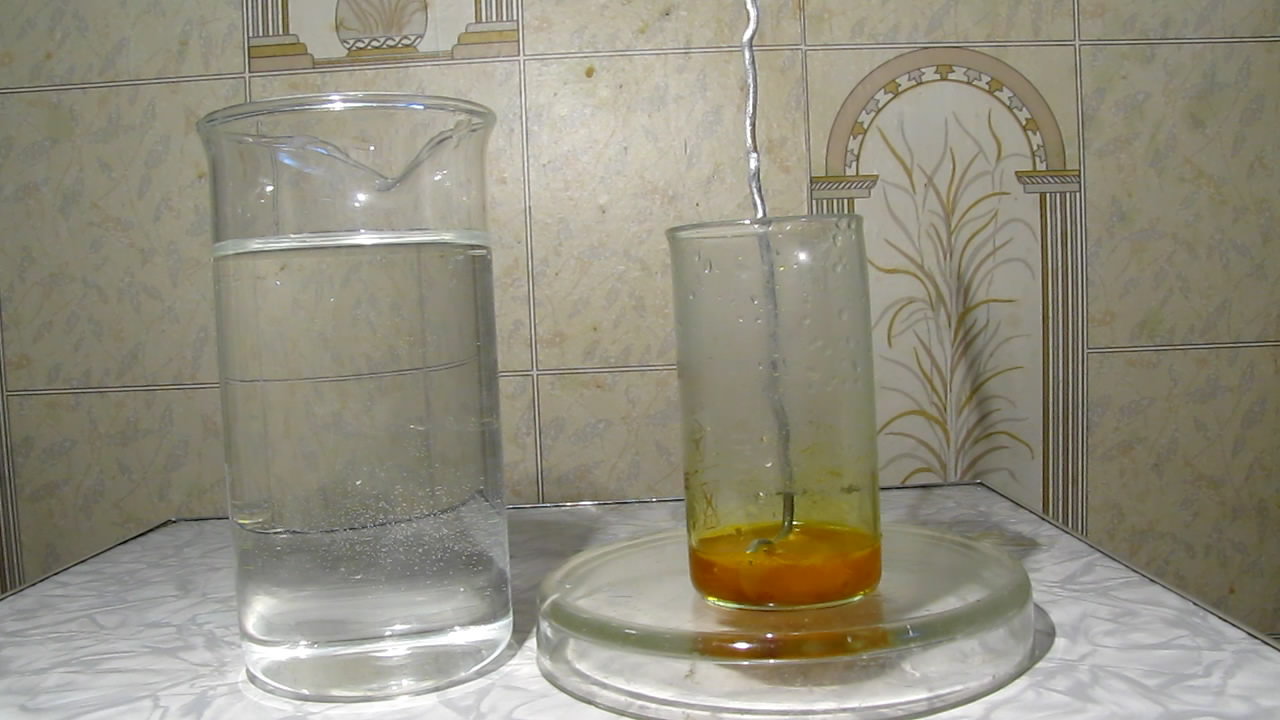        (III). The precipitation of metallic iron from a solution of iron (III) chloride