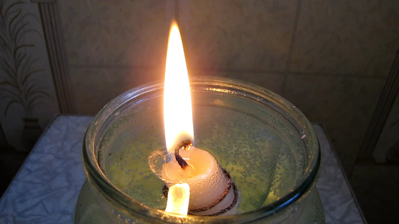 - (    ). The floating candle (a burning candle floats on water)