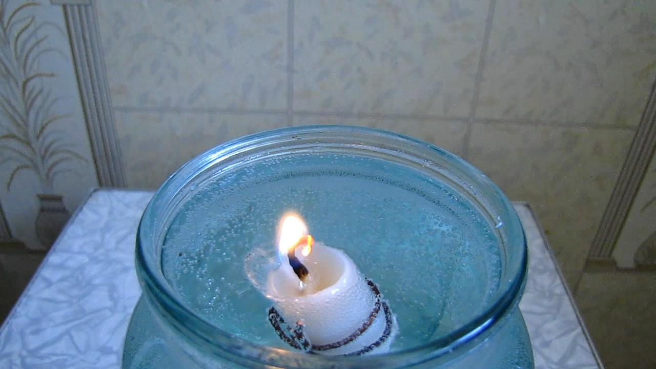 - (    ). The floating candle (a burning candle floats on water)