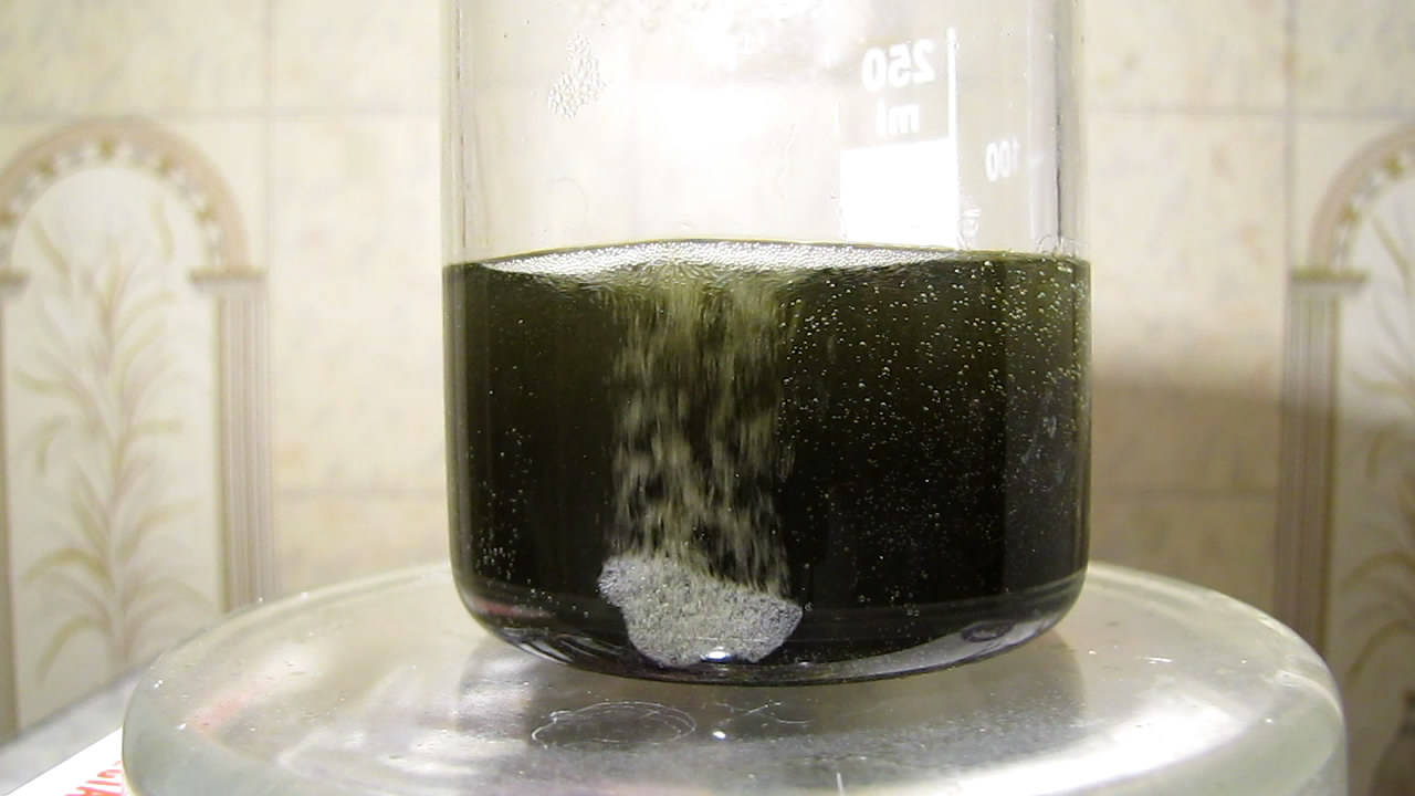        (II). The precipitation of metallic iron from a solution of iron (II) sulfate