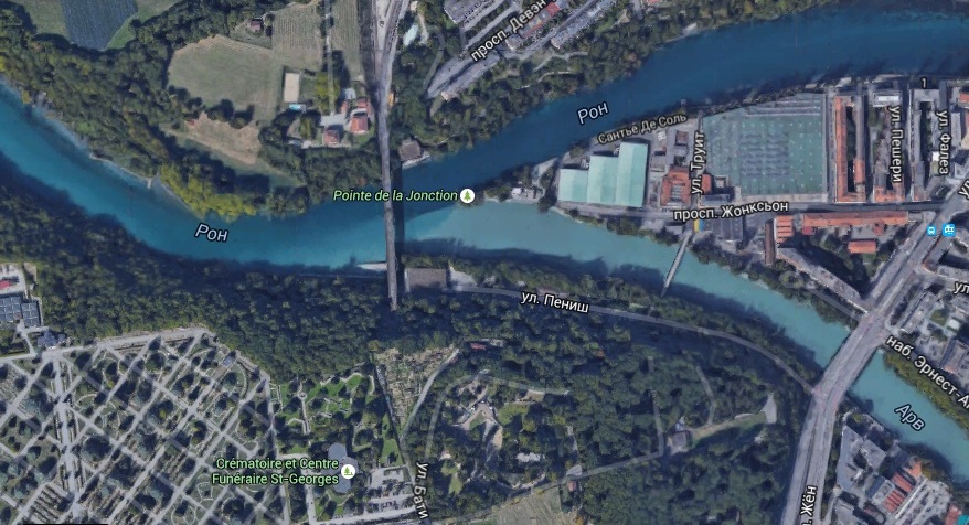      (, ). Confluence of Rhone and Arve Rivers in Geneva, Switzerland