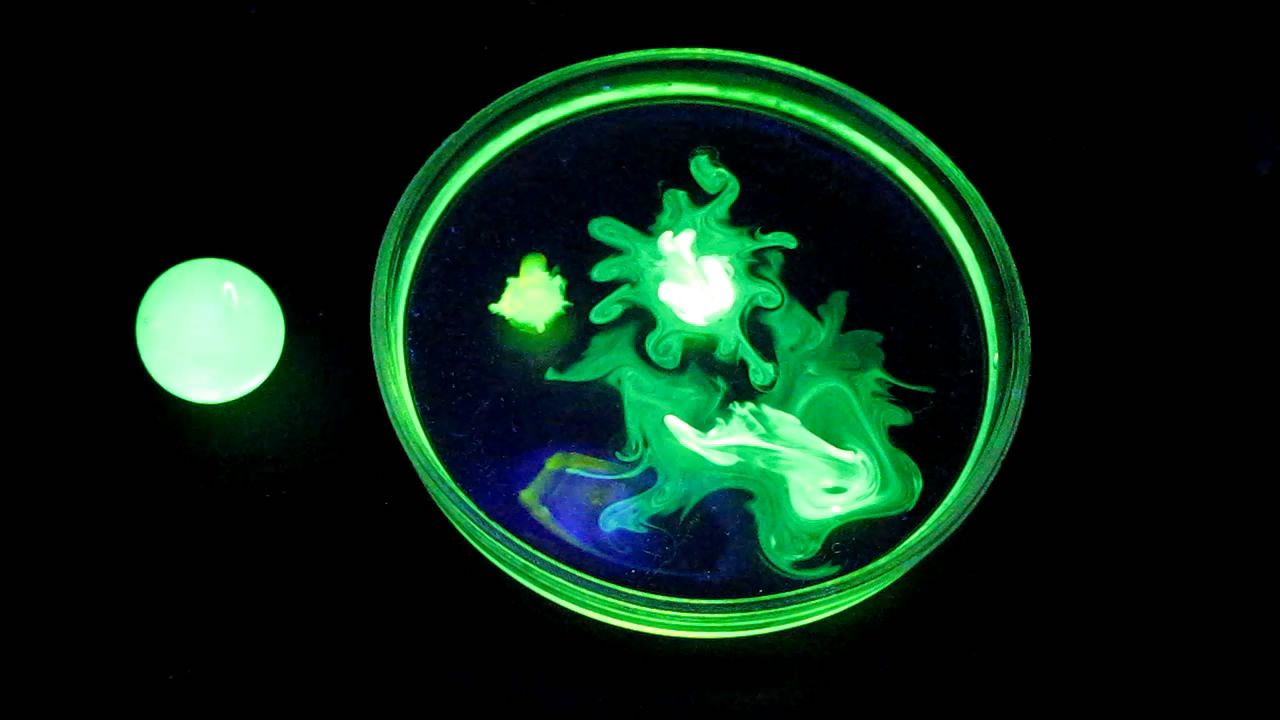  ,  ,    . Uranium glass, uranyl nitrate, fluorescein and black light lamp (ultraviolet light)