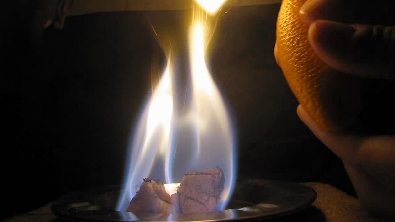   (   ). Fire-hazardous fruit (orange peel and fire)