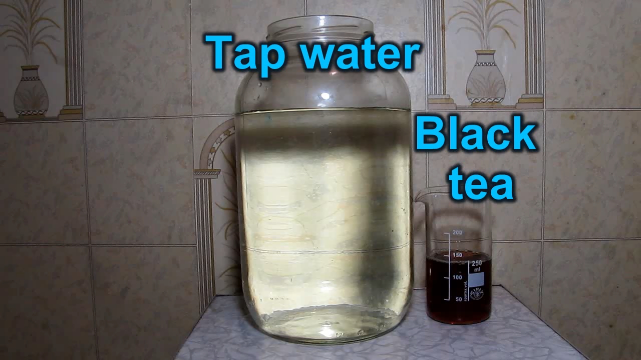 Black tea, tap water and aluminium sulfate (demonstration model of water treatment process)