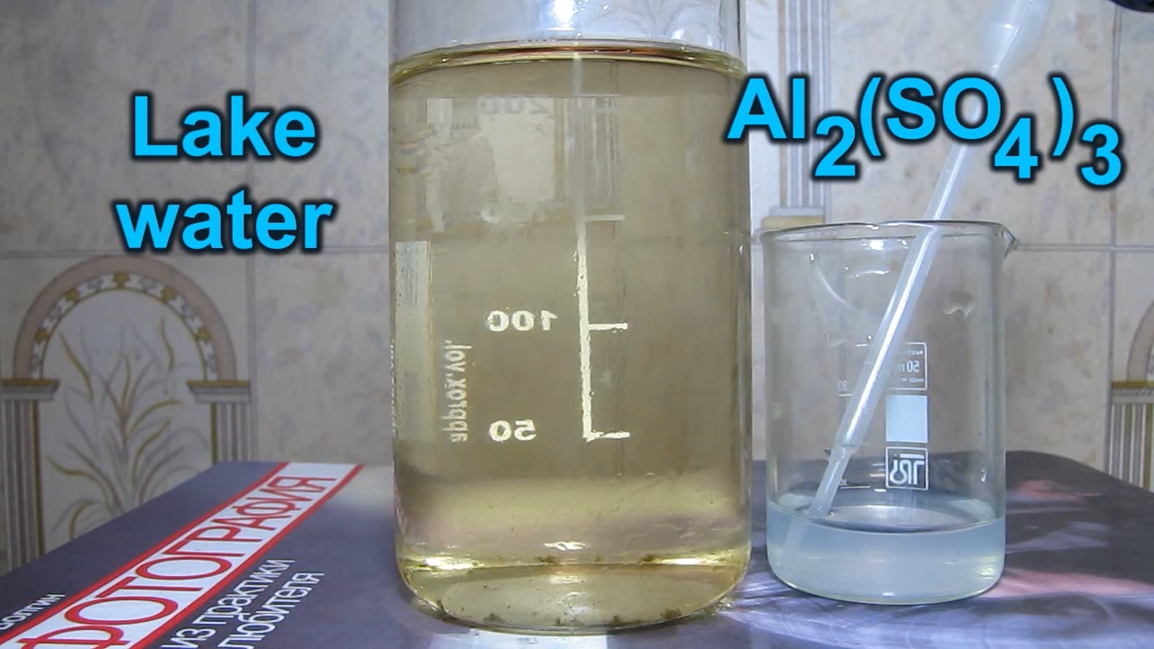Lake water and aluminium sulfate