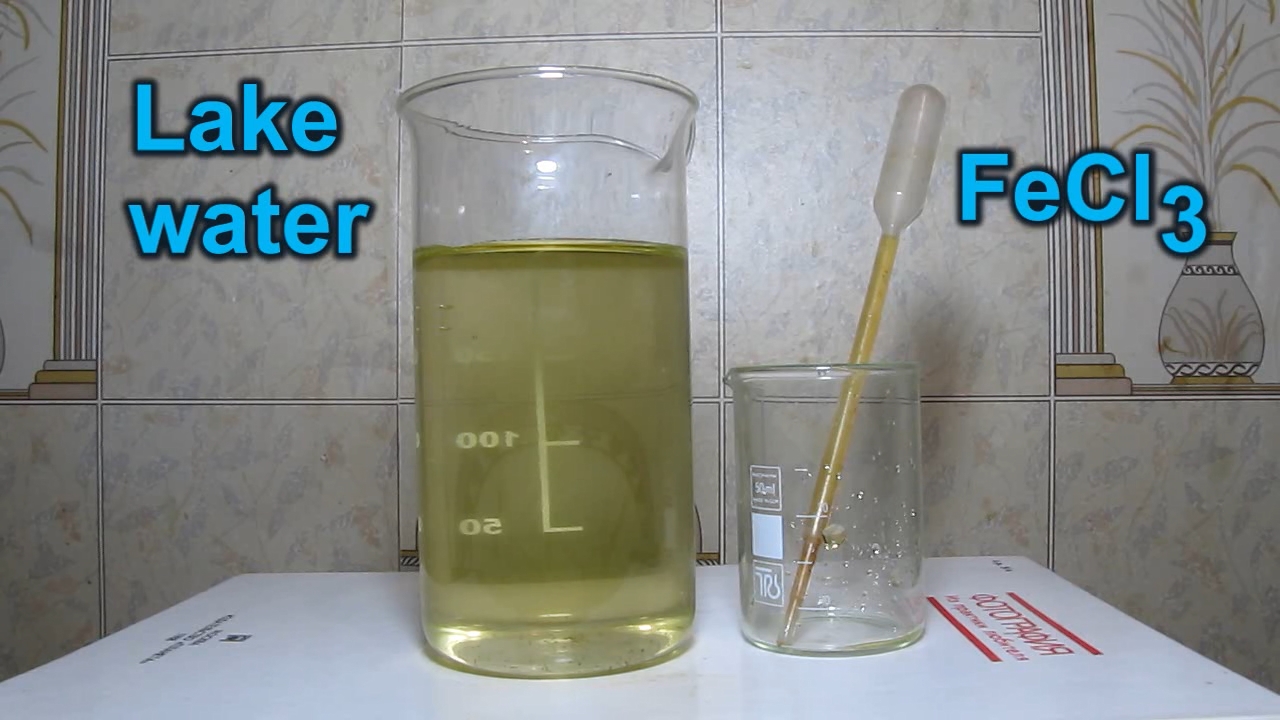 Lake water and iron (III) chloride