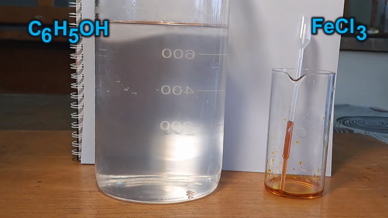 Phenol-Iron Complex, Hydrochloric Acid, and Sodium Hydroxide