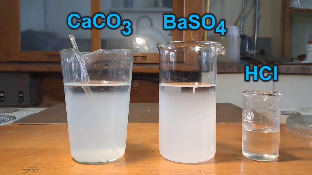 Barium Sulfate, Calcium Carbonate, and Hydrochloric Acid