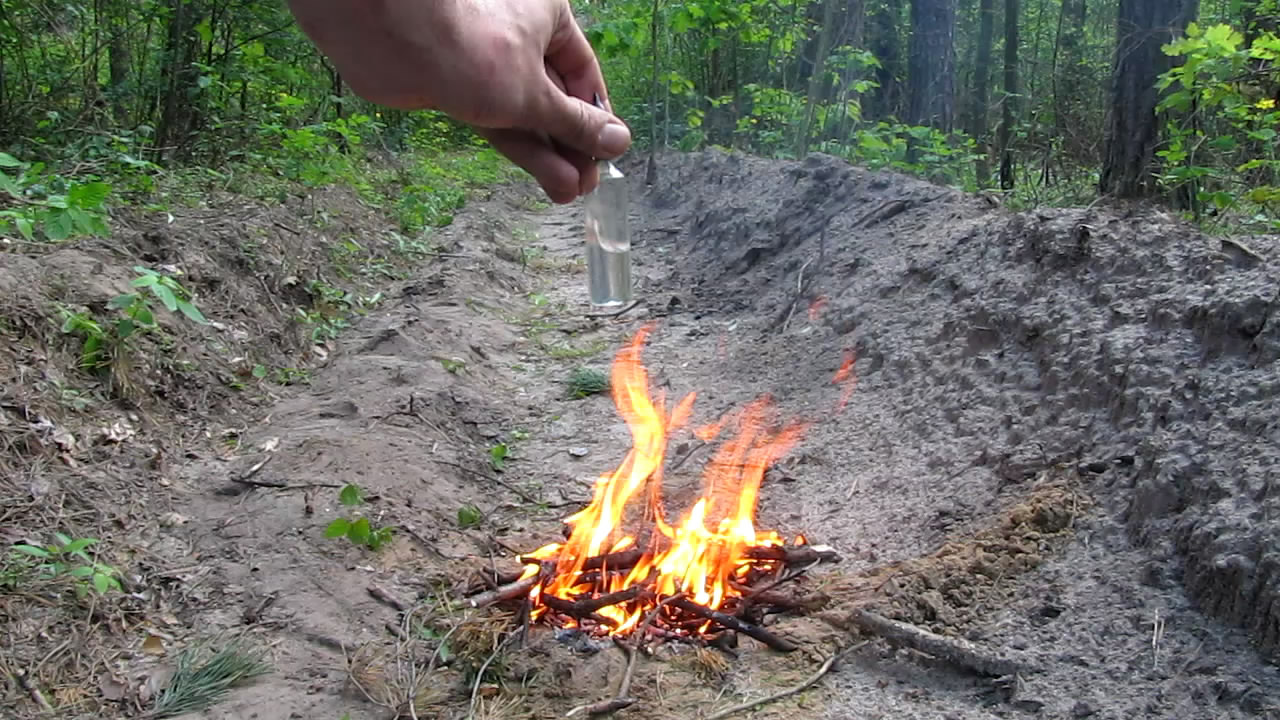     (   ). Explosion of ampoule with hexane (in fire)