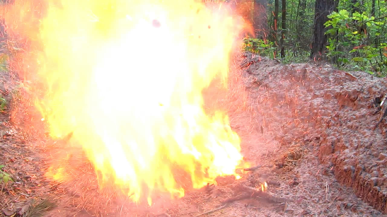     (   ). Explosion of ampoule with hexane (in fire)