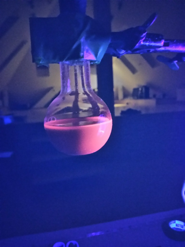   .      . Extraction of chlorophyll with acetone. Luminescence of chlorophyll extract under ultraviolet light