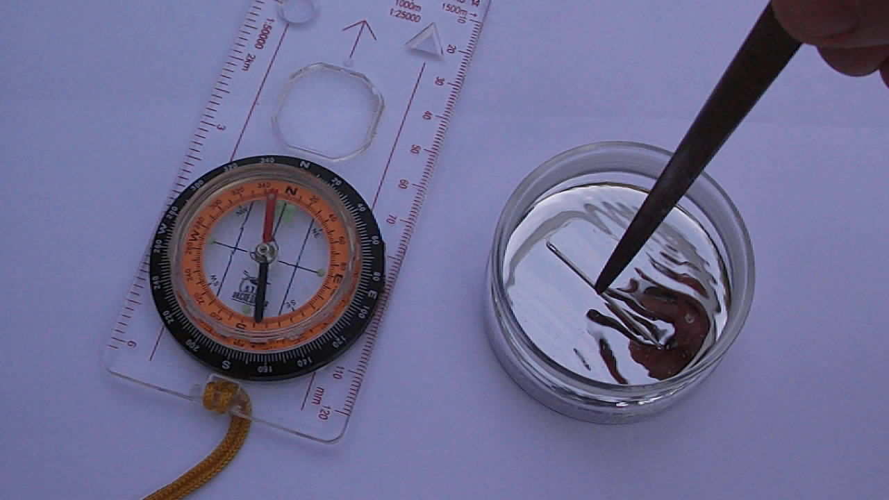  . How to make magnetic compass from metallic mercury and needle