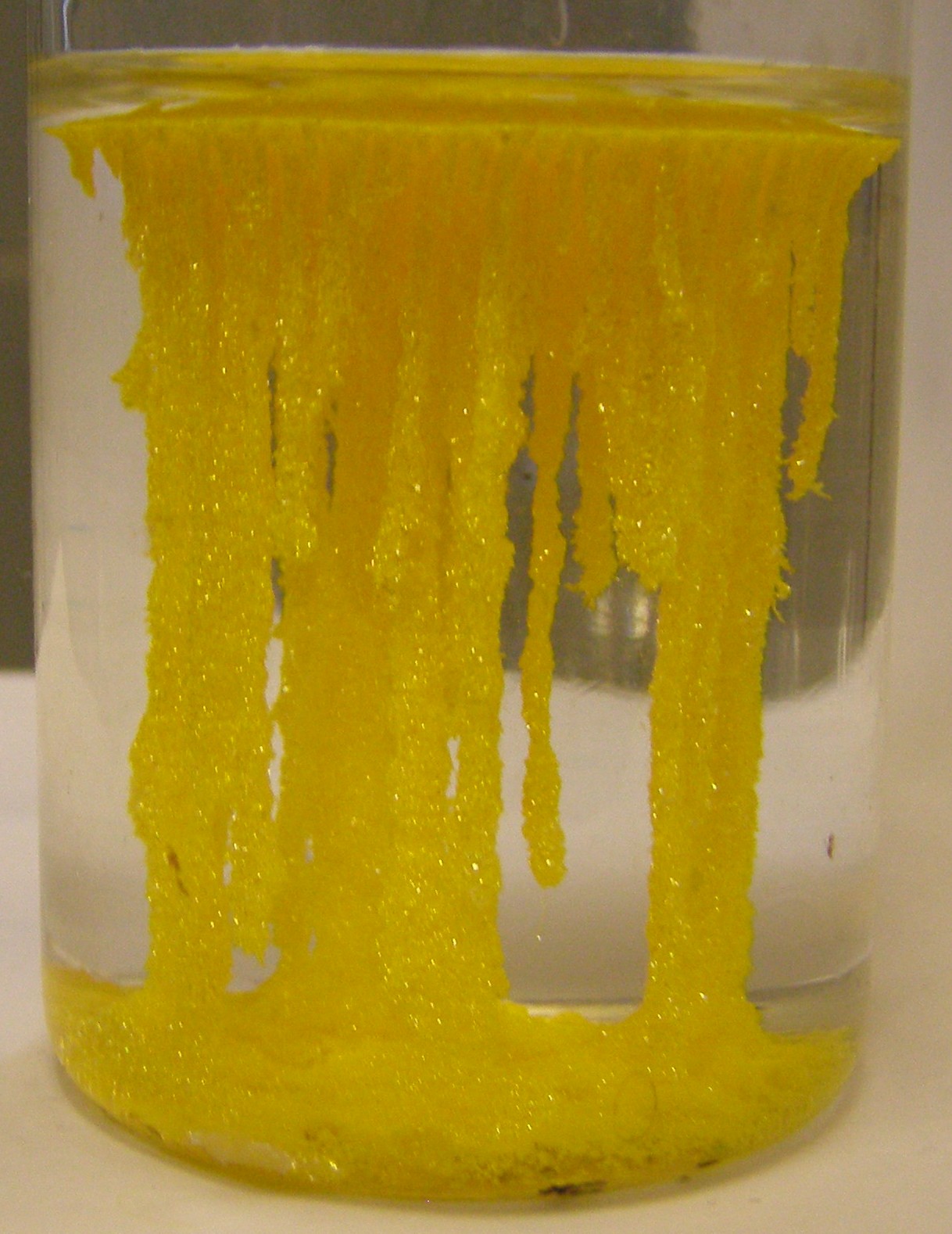  . (  ). Golden Stalactites. (Precipitation of lead iodide)