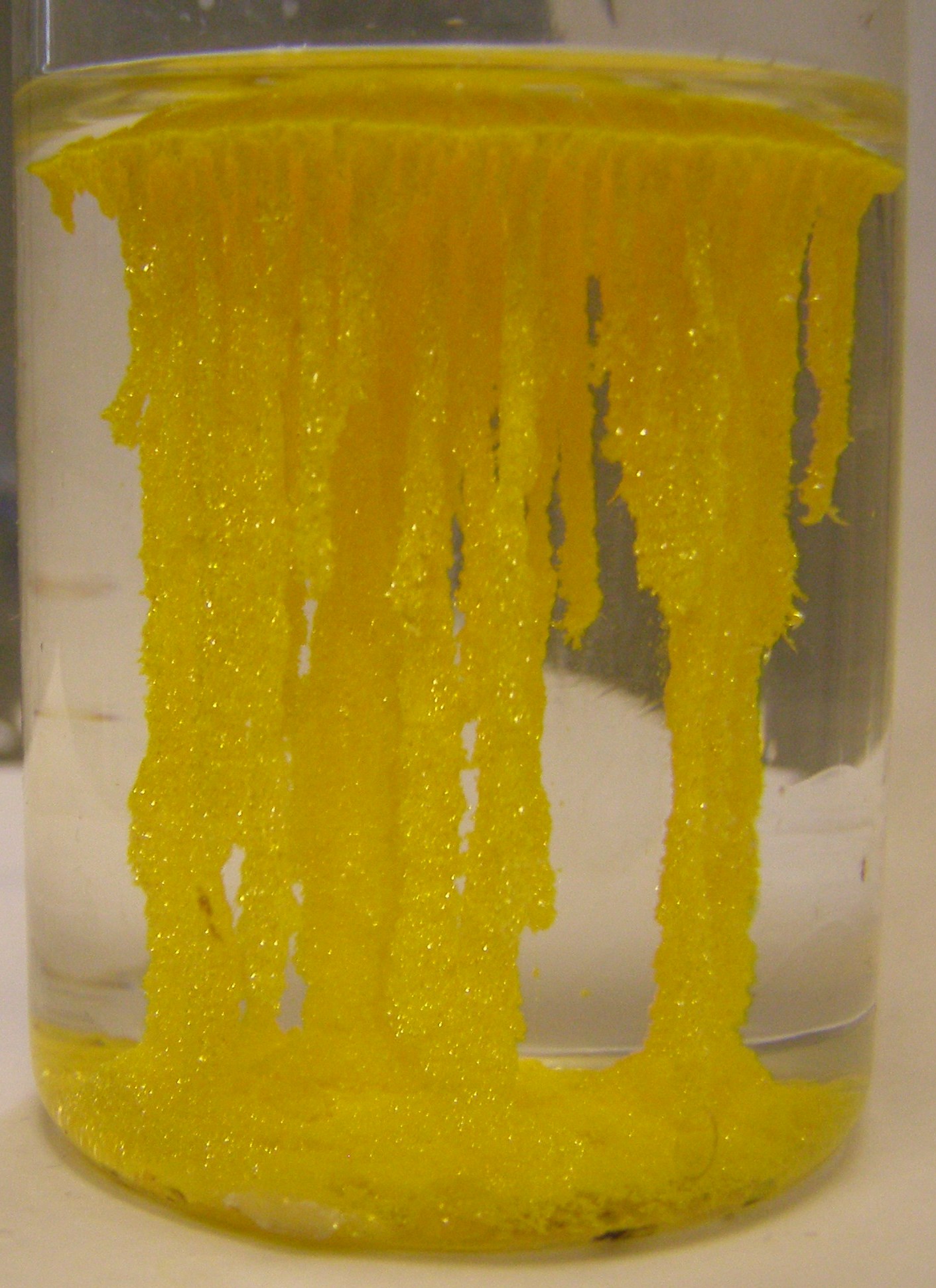  . (  ). Golden Stalactites. (Precipitation of lead iodide)