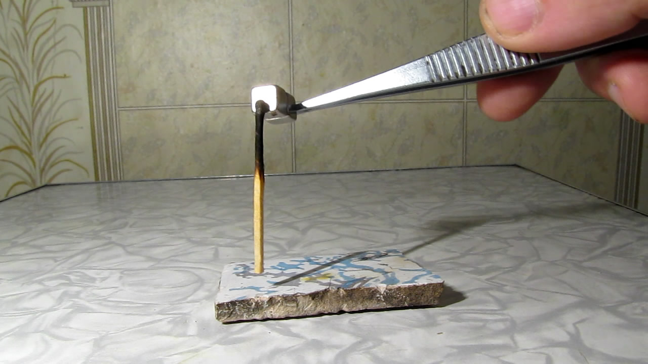    . Matches and neodymium magnet