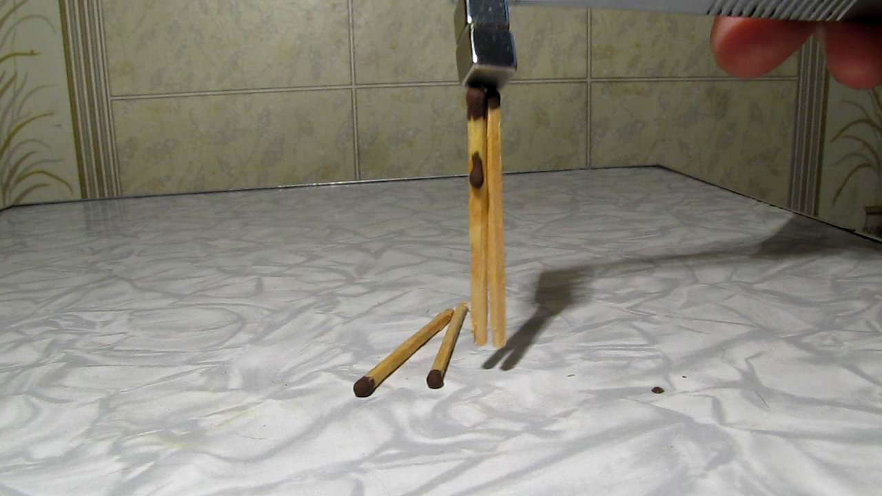    . Matches and neodymium magnet