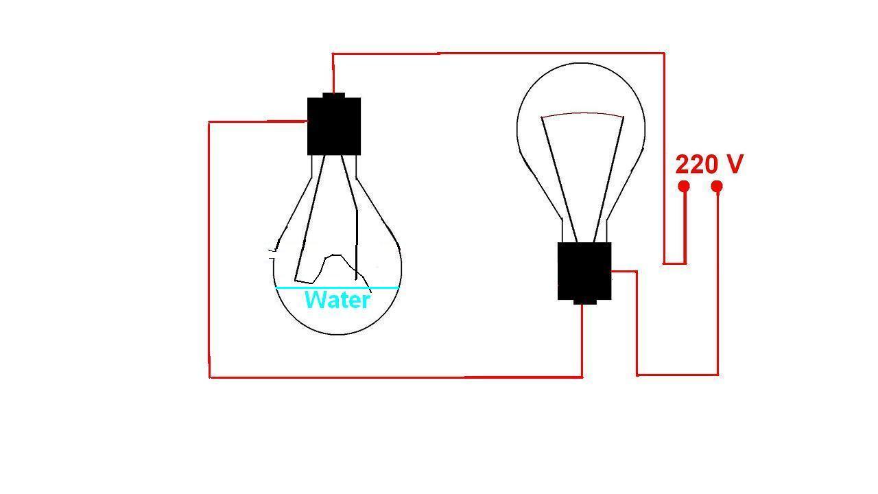  ,     (220 ) ? Incandescent light bulb (220V) filled with water
