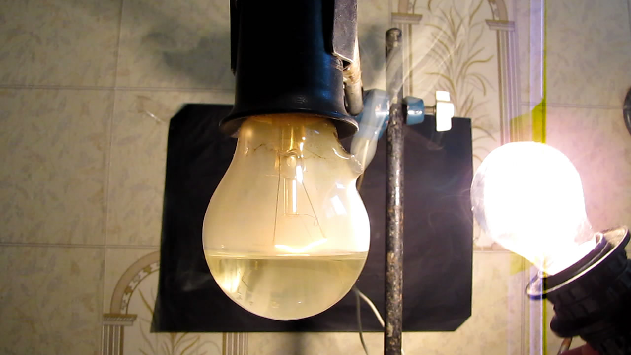  ,    (220 )  ? (  ). Incandescent lamp (220V) filled with hexane. (Experiment with uncontrolled fire)