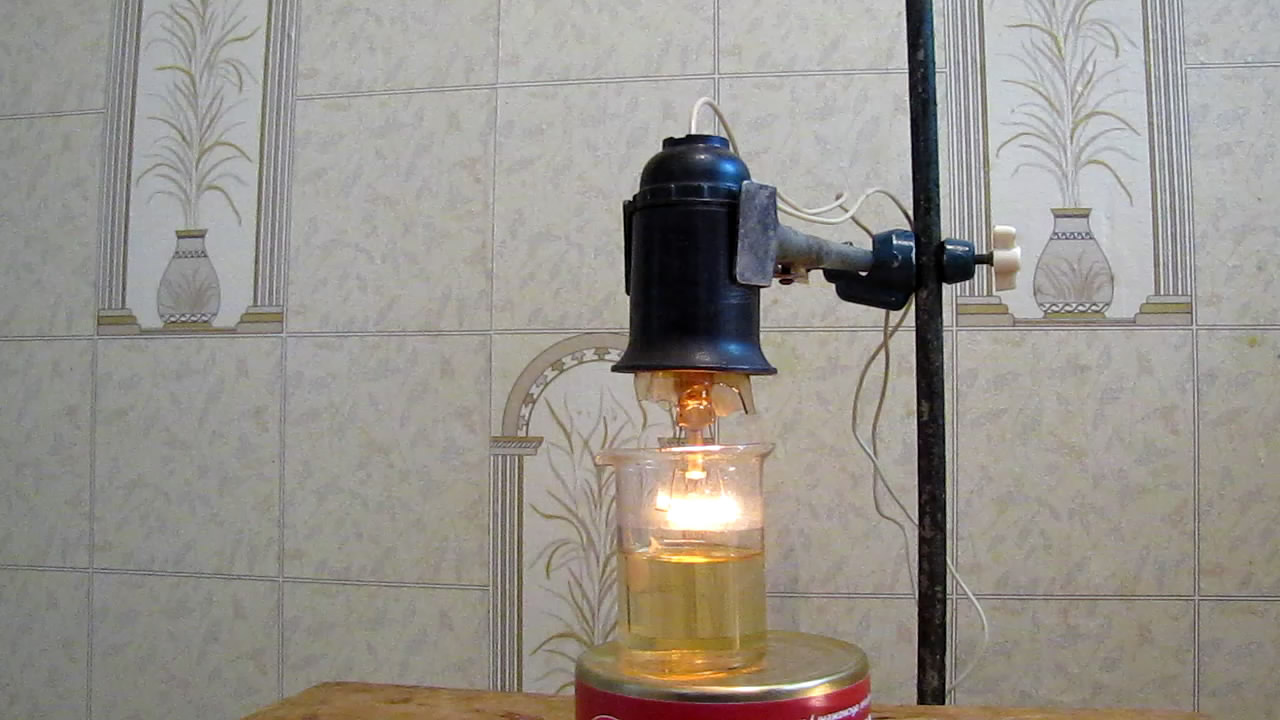      (  ). Incandescent lamp filament and hexane (experiment with uncontrolled fire)