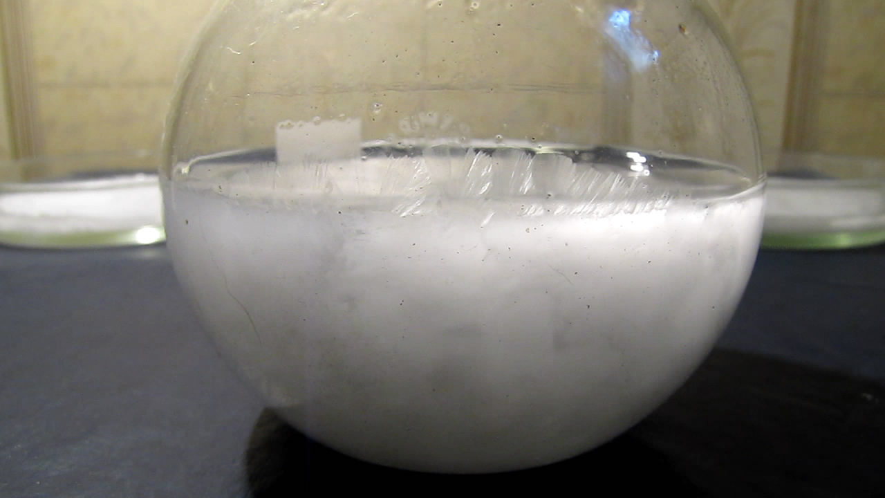        . Crystallization of supersaturated solution of sodium acetate in Petri dish