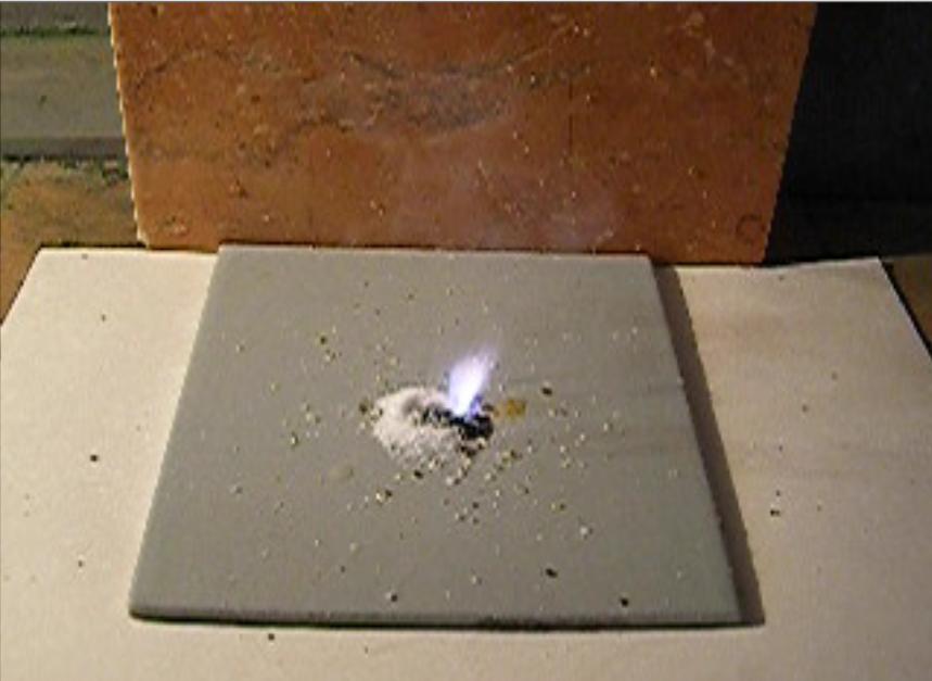      . Ignition of a Mixture of Potassium Chlorate and Sugar after adding of Sulfuric Acid